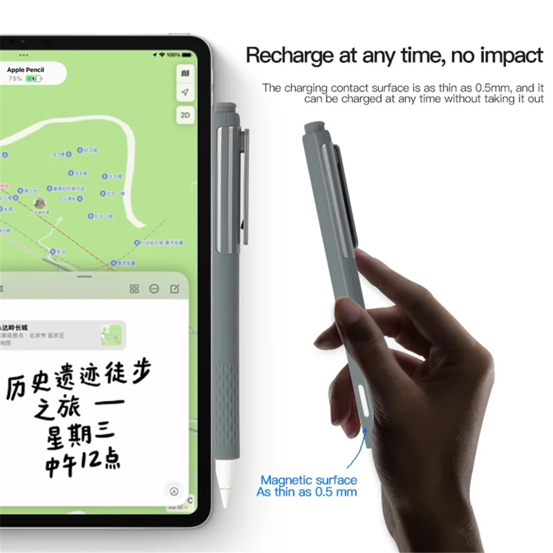 Funda de silicona suave para Apple Pencil Pro / Lápiz (2.ª generación), agarre antideslizante con 2 fundas para puntas - Rosa
