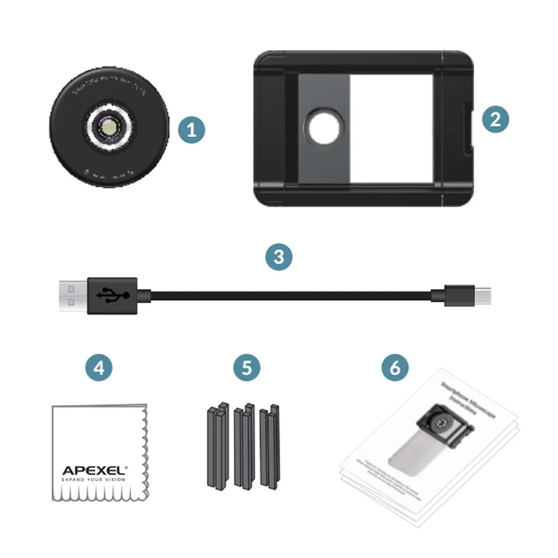 APEXEL MS009 Phone Microscope LED Light Design Microscope Magnifier with Telescopic Cell Phone Clip