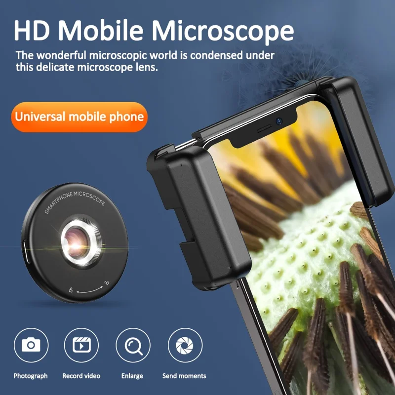 APEXEL MS009 Phone Microscope LED Light Design Microscope Magnifier with Telescopic Cell Phone Clip