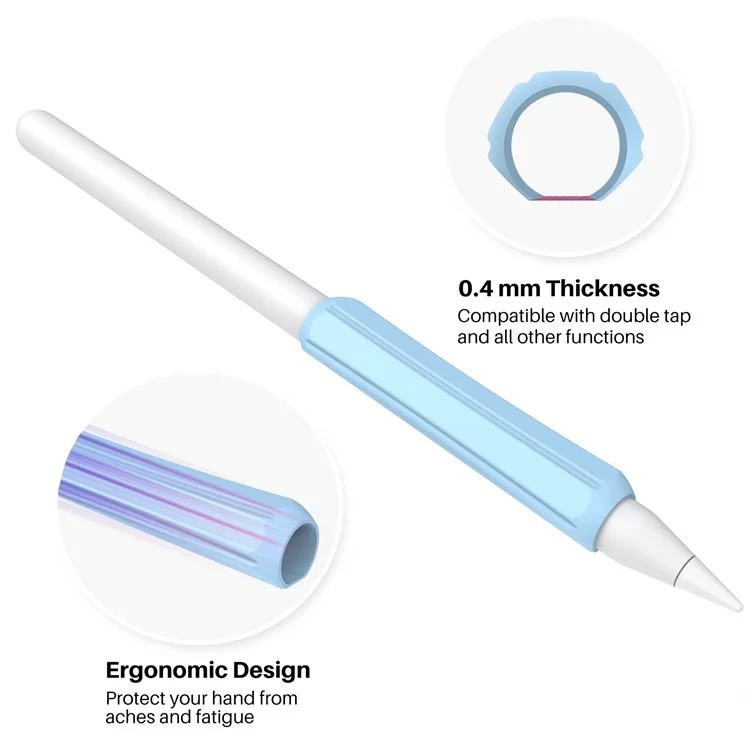 Stoyobe Para Apple Pencil 1st / 2da Generación / Huawei M-lap Pencil 3pcs Manga de Lápiz Óptico Stylus Stylus Lápiz Cubierta de Agarre - Azul Claro / Azul de Medianoche / Negro