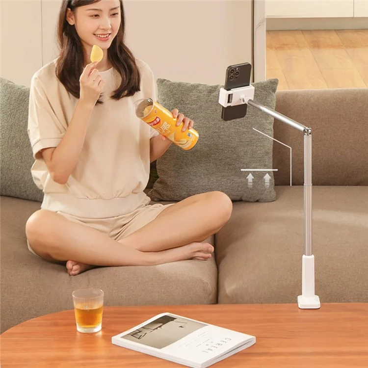 X6 Adjustable Phone Stand Bedside Desktop Cell Phone Clamp Holder for Selfie / Livestream / Video Recording - White