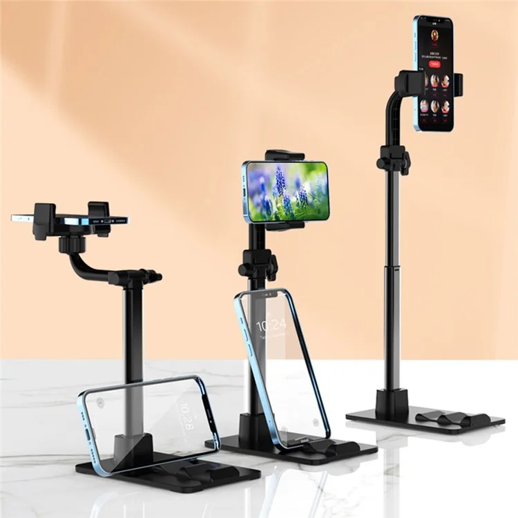 CCT13 Выдвижная подставка для телефона с вращающимся зажимом на 360 градусов, нескользящее металлическое основание для планшетов для онлайн-трансляций 