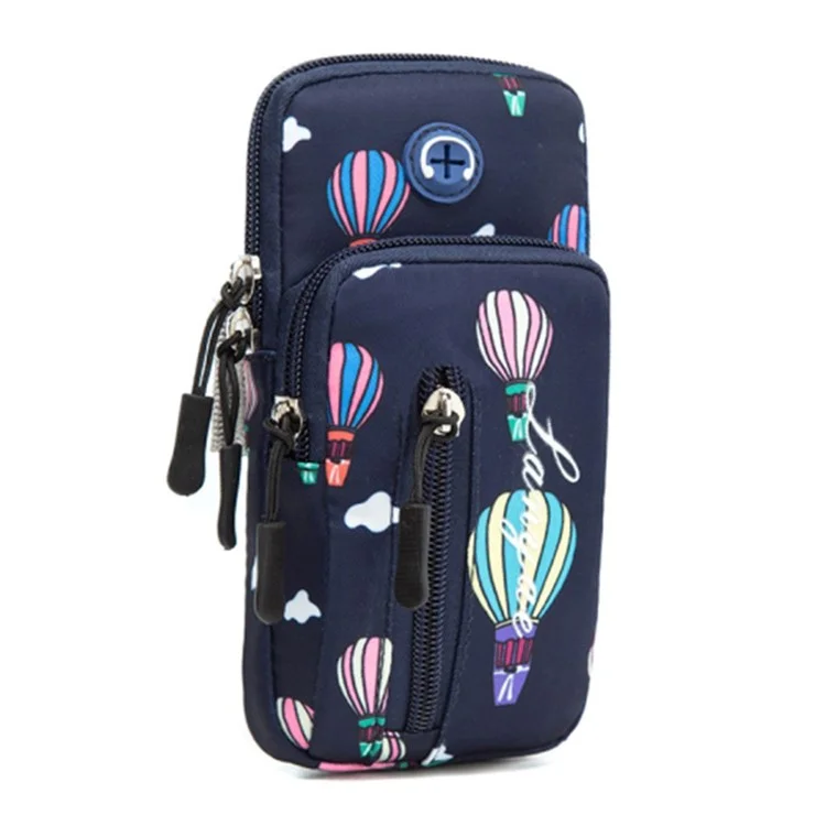 Porte-téléphone élastique en bande de 18 x 9 cm avec motif de ballon à air chaud Armband Cell Phones Pouch pour la course (Taille : L) - Bleu foncé