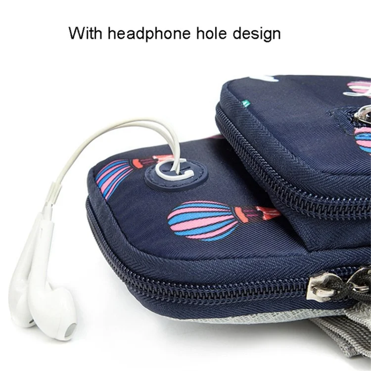 Porte-téléphone élastique en bande de 18 x 9 cm avec motif de ballon à air chaud Armband Cell Phones Pouch pour la course (Taille : L) - Bleu foncé