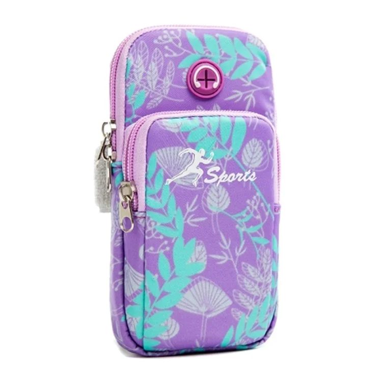 18 x 9cm Arm Band Elastic Phone Holder Flower Pattern Small Item Storage Bag Armband Cell Phones Pouch (Size: L) - Brilliant Purple