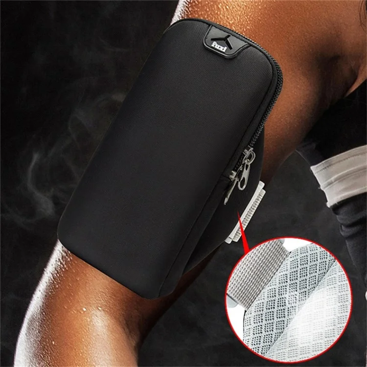 For Cell Phone Below 6.5-inch Armband Pouch Sports Running Oxford Fabric Phone Bag, 18*9cm - Black
