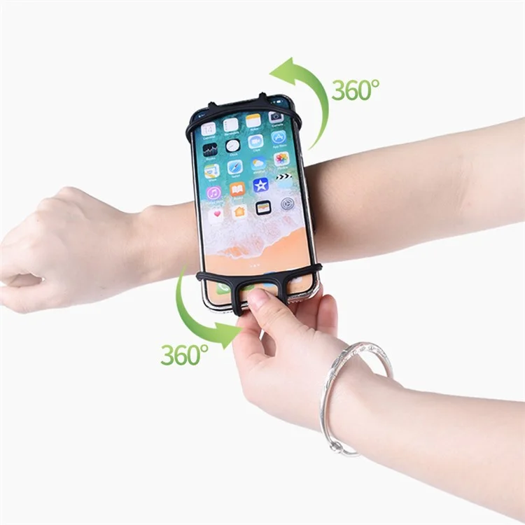 Running Armband for Universal 4-7 Inch Smartphones, 360-degree Rotatable Silicone Wristband Phone Holder