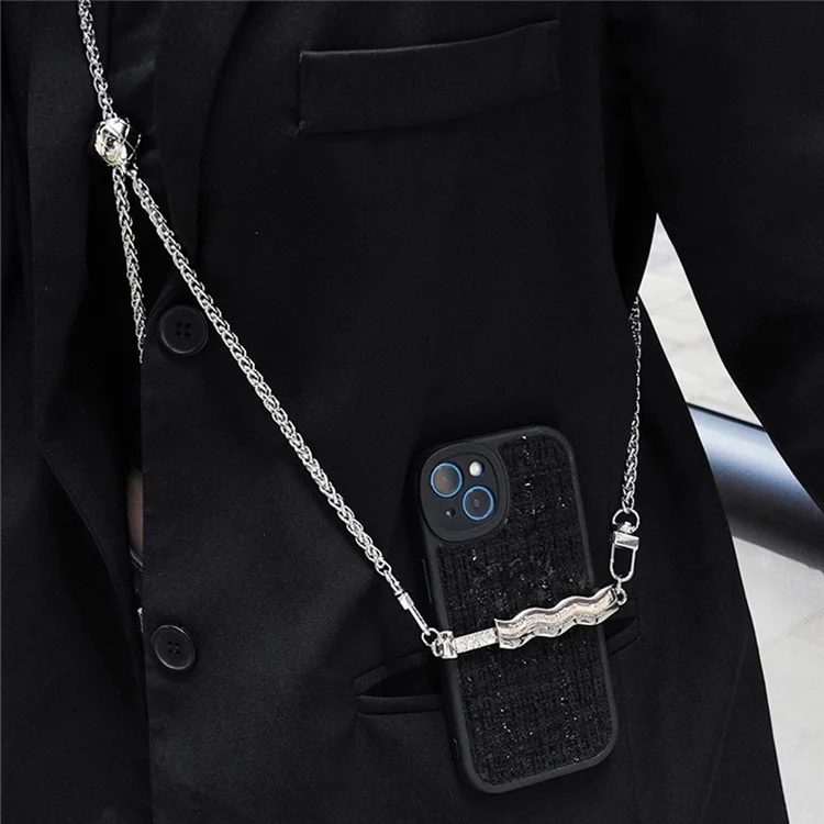 Clip per telefono portatile Regolabile Accessori per catena da spalla per telefono in metallo - Argento