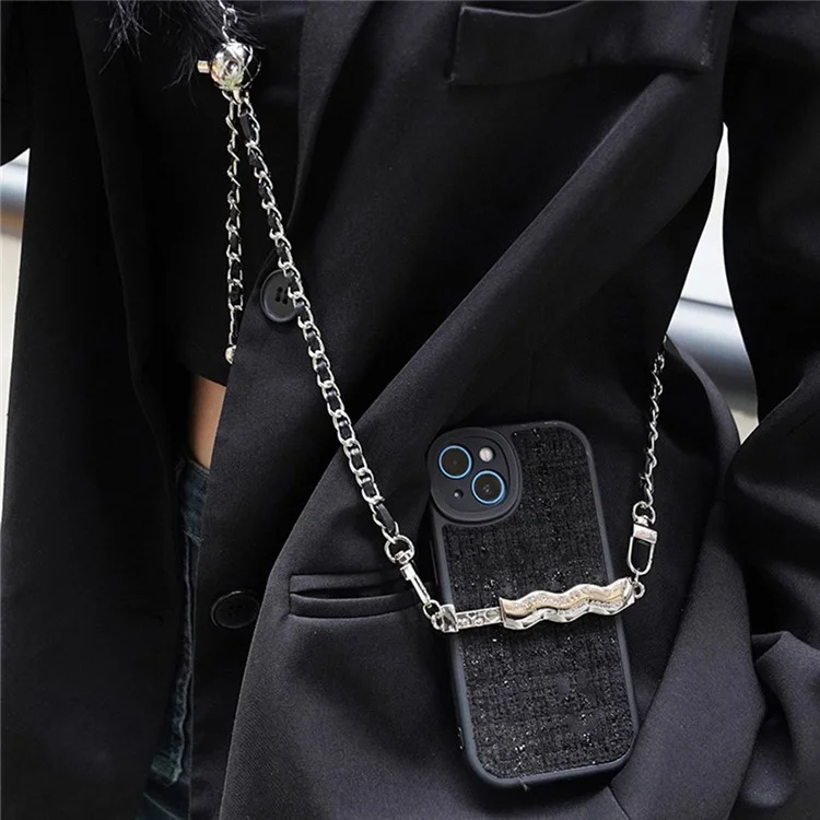 Clip per telefono portatile Regolabile Accessori per catena da spalla per telefono in metallo - Argento