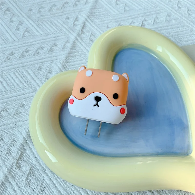 Cartoon Style Protective Case for iPhone 18W / 20W Charger Block Silicone Cover Set with Charging Cable Case - Dog