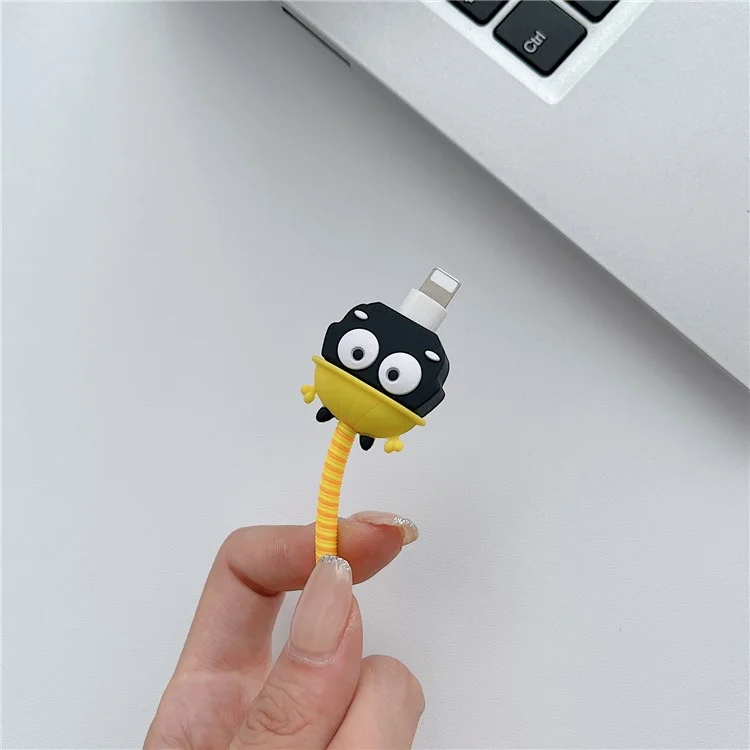 Cartoon Style Protective Case for iPhone 18W / 20W Charger Block Silicone Cover Set with Charging Cable Case - Yellow Hat
