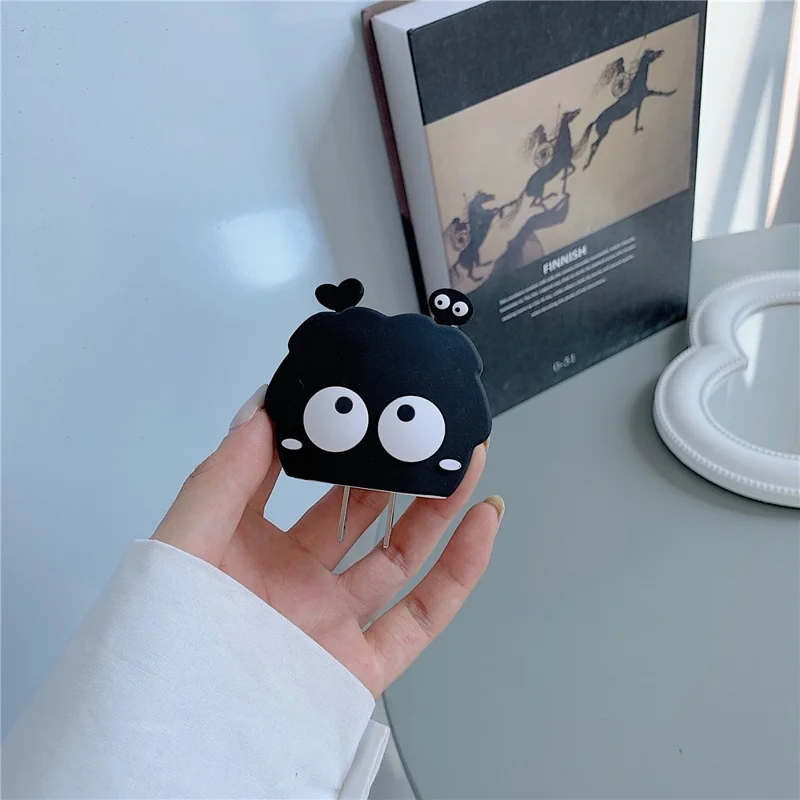 Cartoon Style Protective Case for iPhone 18W / 20W Charger Block Silicone Cover Set with Charging Cable Case - Black Ball