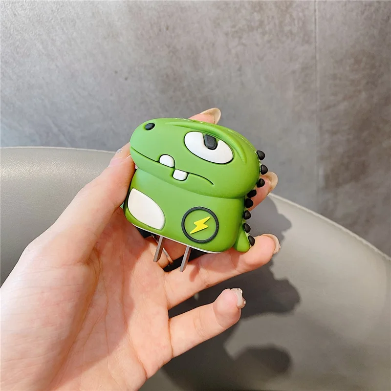 Cartoon Style Protective Case for iPhone 18W / 20W Charger Block Silicone Cover Set with Charging Cable Case - Dragon