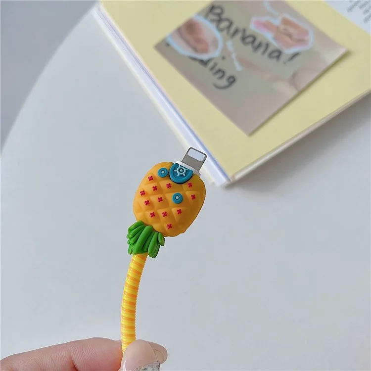 Cartoon Style Protective Case for iPhone 18W / 20W Charger Block Silicone Cover Set with Charging Cable Case - Pineapple House