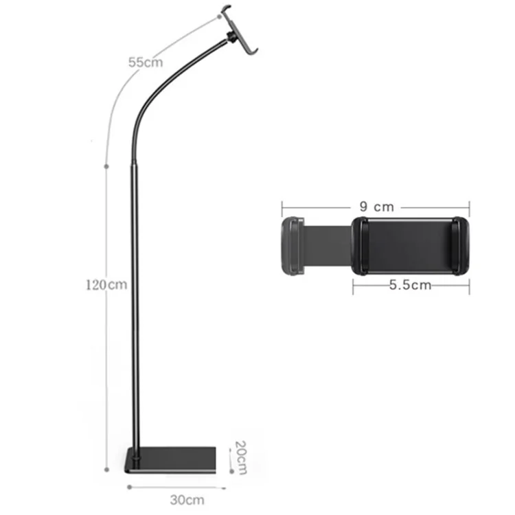 Cell Phone Stand 175cm Adjustable Height Phone Holder Mount Metal+ABS Multifunctional Clamp Mount