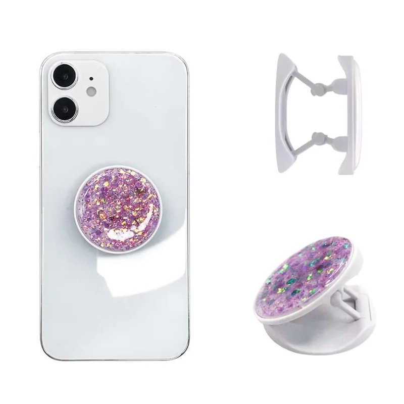 4cm Glitter Epoxy Desktop Tablet Mount Holder Cell Phone Back Stretchable Kickstand - Purple