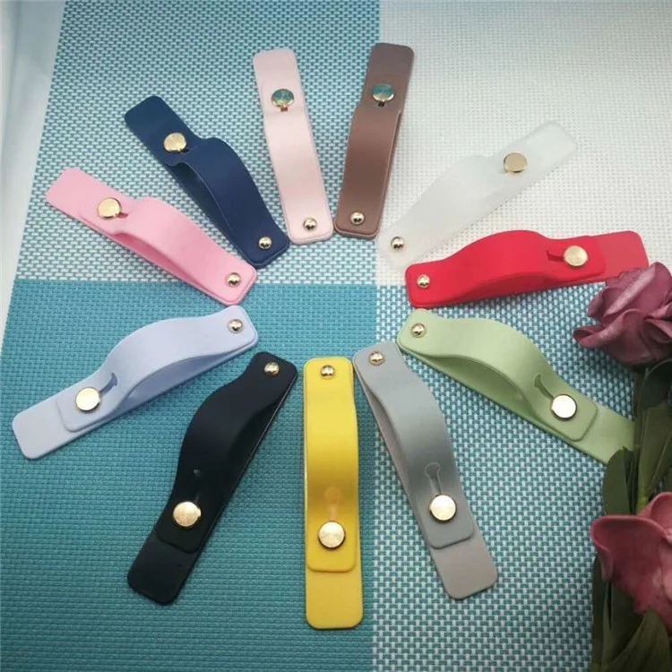 Phone Grip Strap Finger Loop for Cell Phone Case PC+TPU Push Pull Back Sticked Kickstand Bracket - Blue