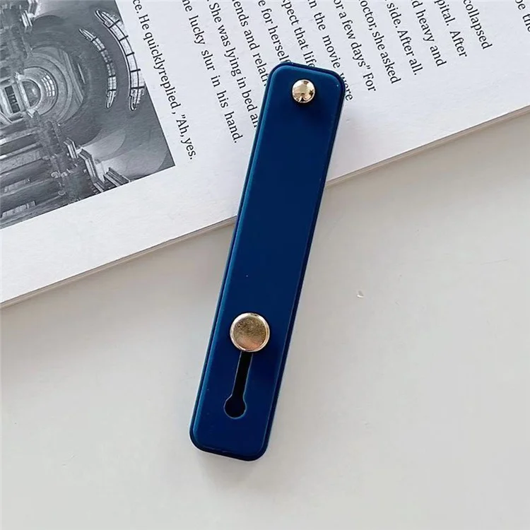 Phone Grip Strap Finger Loop for Cell Phone Case PC+TPU Push Pull Back Sticked Kickstand Bracket - Blue