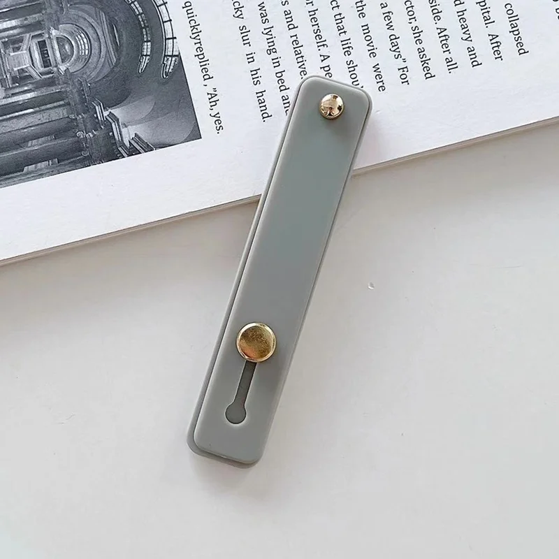 Telefoonhandgreep met vingerlus voor mobieltjehouder PC+TPU Duw-trek Achterkant Plakbare Voetsteunhouder - Grijs