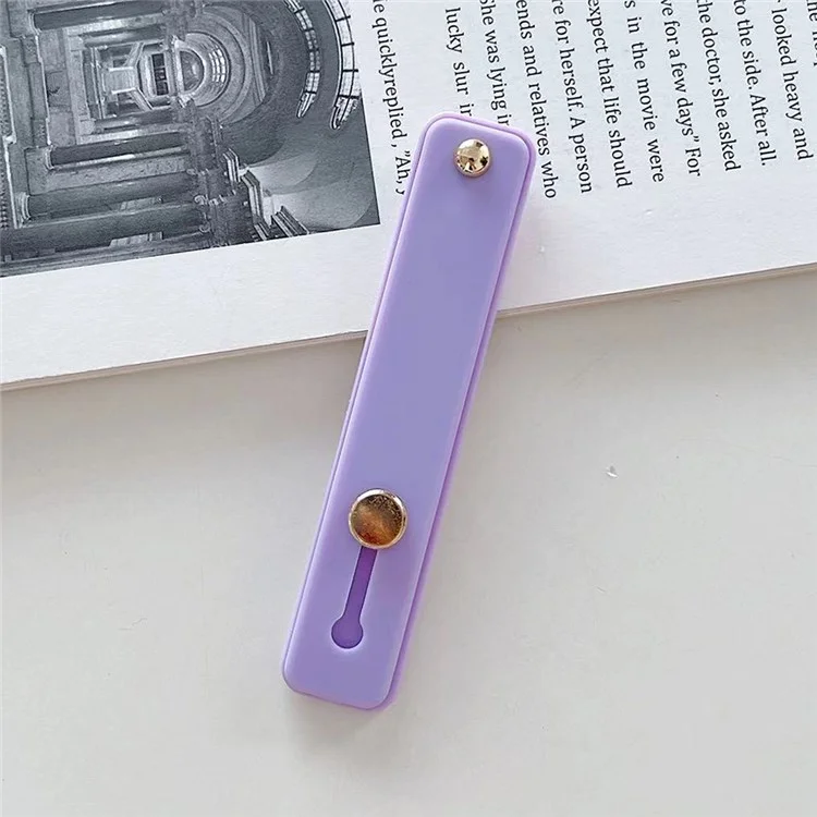 Phone Grip Strap Finger Loop for Cell Phone Case PC+TPU Push Pull Back Sticked Kickstand Bracket - Grass Purple