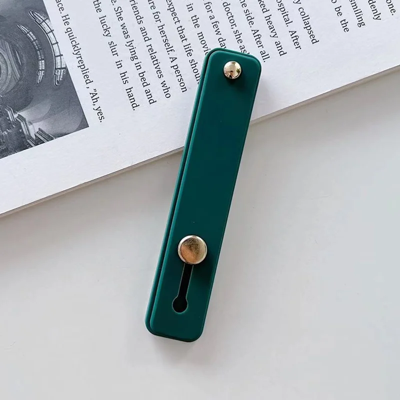 Phone Grip Strap Finger Loop for Cell Phone Case PC+TPU Push Pull Back Sticked Kickstand Bracket - Dark Green