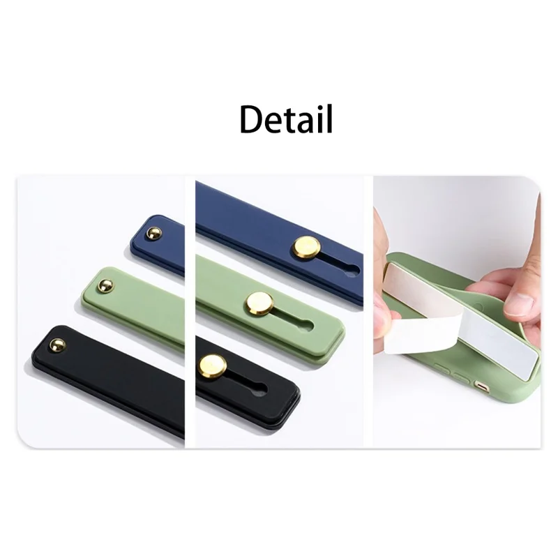 Phone Grip Strap Finger Loop for Cell Phone Case PC+TPU Push Pull Back Sticked Kickstand Bracket - Dark Green