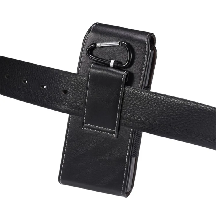 Sac de ceinture vertical Flip PU Leather pour téléphone portable, taille L: 170*78*25mm - Noir