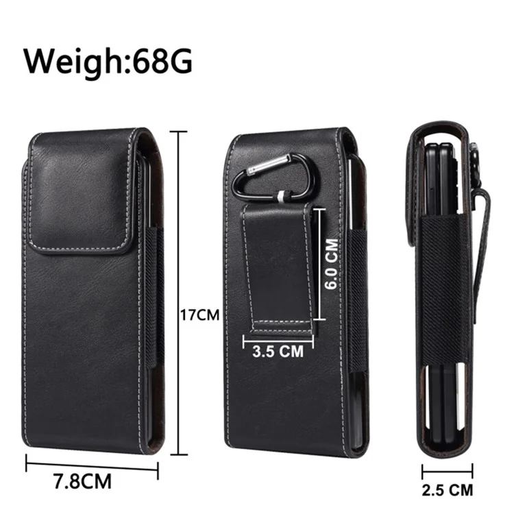 Sac de ceinture vertical Flip PU Leather pour téléphone portable, taille L: 170*78*25mm - Noir
