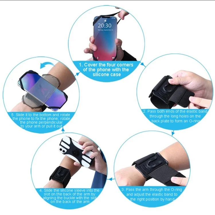 Detachable 360° Rotatable Forearm Armband Wristband Phone Holder for 4.5-7.0 inch Mobile Phone - Black