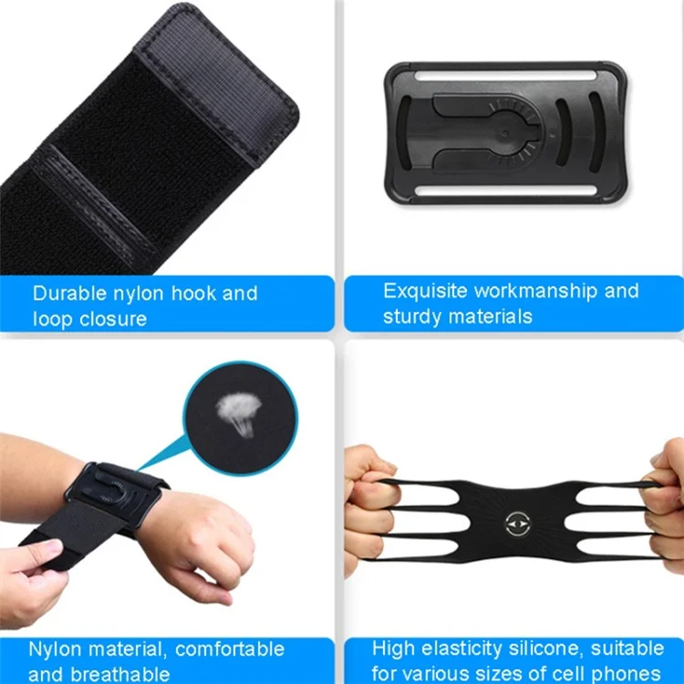 Abnehmbarer 360° drehbarer Unterarmmanschette-Armband-Handyhalter für 4,5-7,0 Zoll Mobiltelefon - Blau