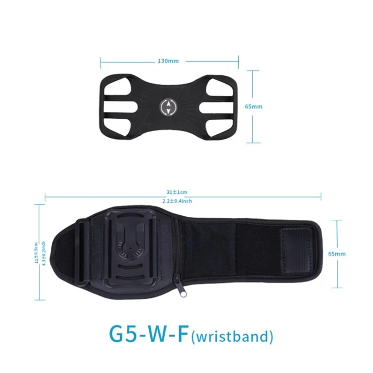 Detachable 4-Claw Silicone Strap 4.5-7inch Phone Holder Fitness Cycling Running Armband Zipper Bag