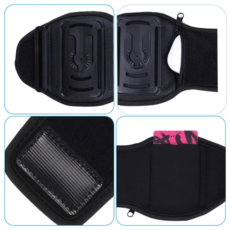 Detachable 4-Claw Silicone Strap 4.5-7inch Phone Holder Fitness Cycling Running Armband Zipper Bag