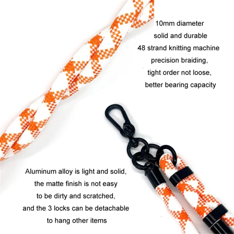 10 mm tykt reb justerbart polyester hals-/skulderlanyard telefonbærestrop - stil 7