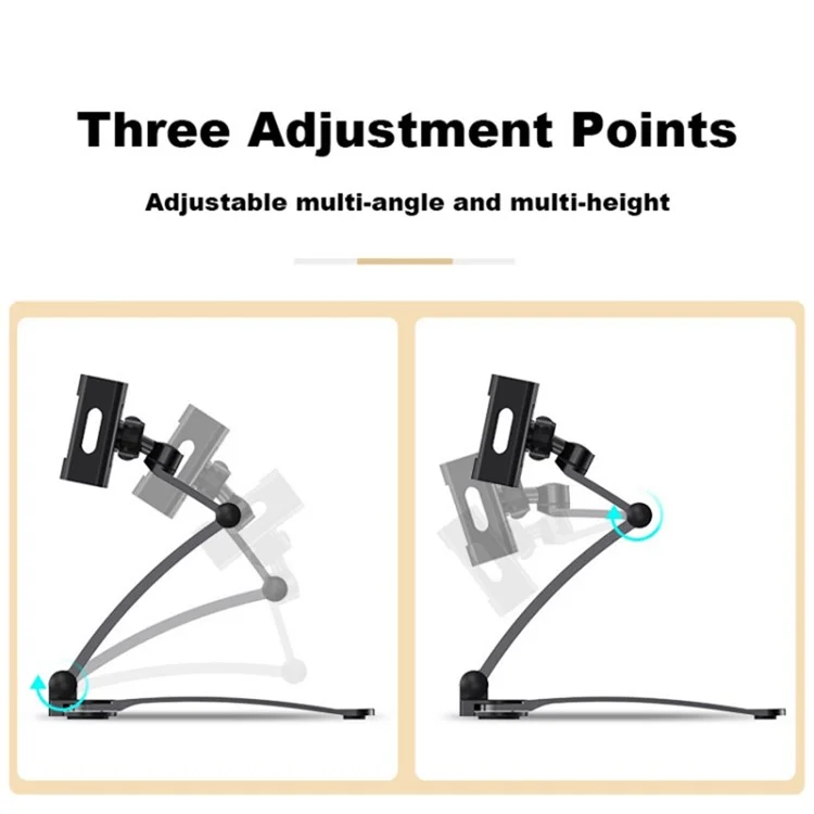 2-in-1 Desktop Aluminum Alloy Tablet Stand 360-degree Rotating Wall Mount Phone Holder for 4-12.9 inch Devices - Black