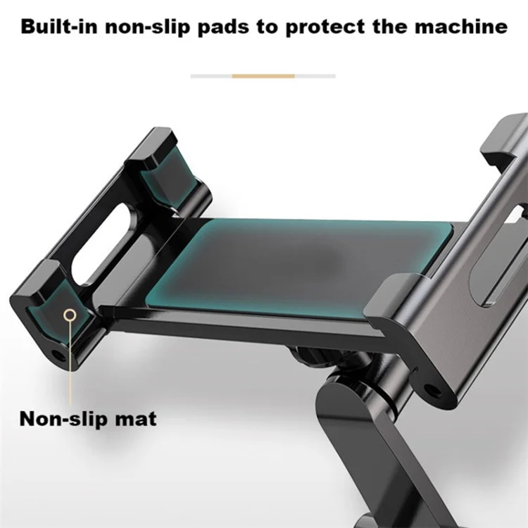 2-in-1 Desktop Aluminum Alloy Tablet Stand 360-degree Rotating Wall Mount Phone Holder for 4-12.9 inch Devices - Black