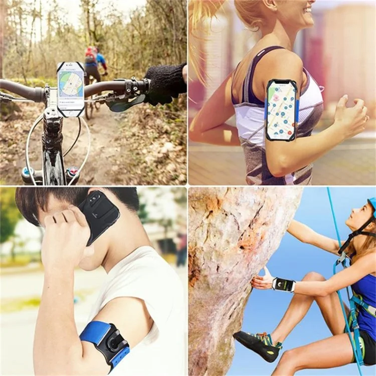 Detachable Silicone Strap 4.5-6.5 inch Phone Holder Cycling Running Wristband Armband Phone Mount - Black
