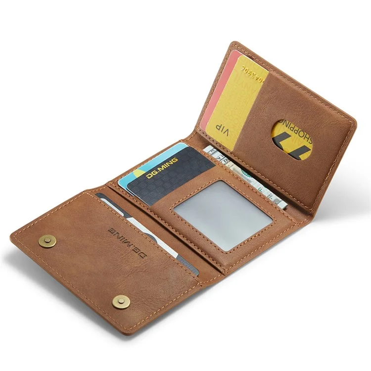 DG.MING M5 Series RFID Blocking Wallet with Zippered Pouch Multi-Layer Card Holder Coin Purse Bag - Brown