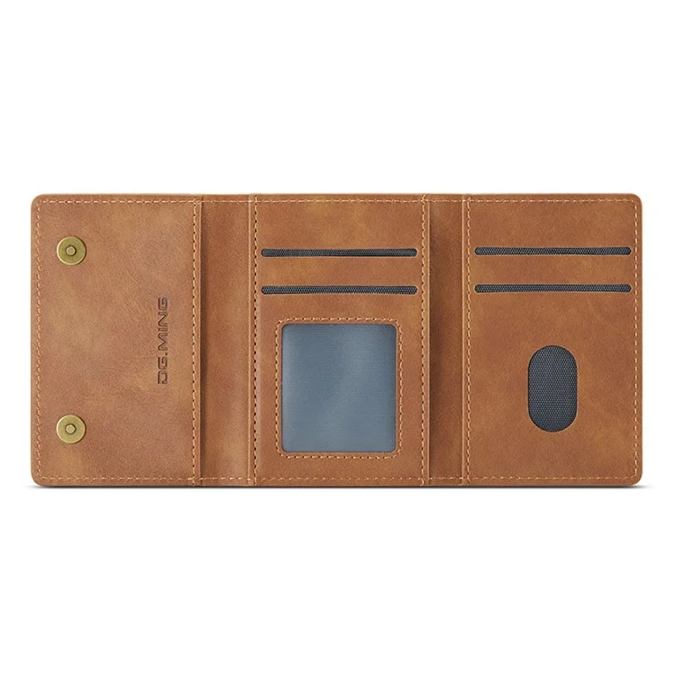 DG.MING M5 Series RFID Blocking Wallet with Zippered Pouch Multi-Layer Card Holder Coin Purse Bag - Brown