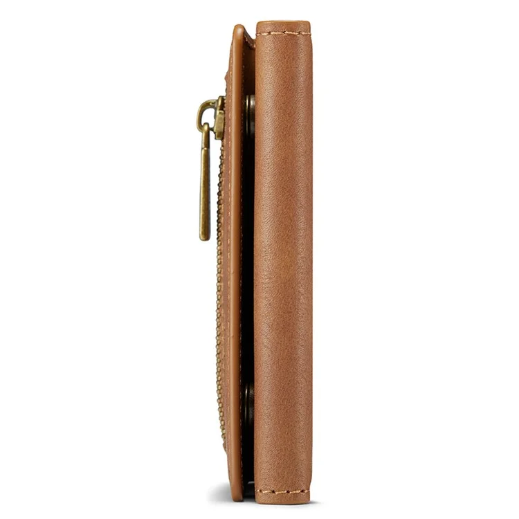 DG.MING M5 Series RFID Blocking Wallet with Zippered Pouch Multi-Layer Card Holder Coin Purse Bag - Brown