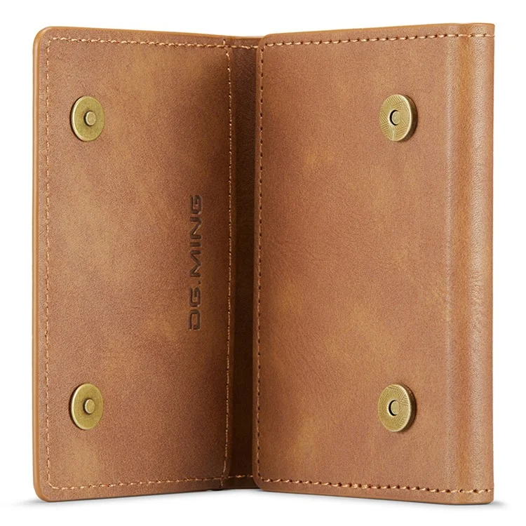 DG.MING M5 Series RFID Blocking Wallet with Zippered Pouch Multi-Layer Card Holder Coin Purse Bag - Brown