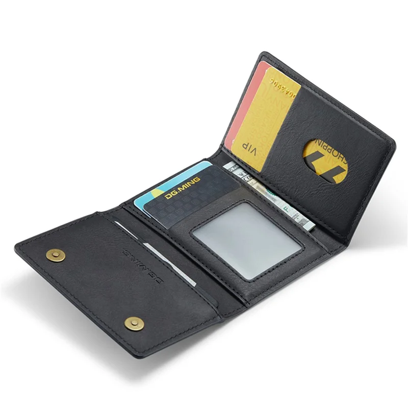 DG.MING M5 Series RFID Blocking Wallet with Zippered Pouch Multi-Layer Card Holder Coin Purse Bag - Black