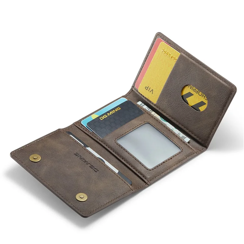 DG.MING M5 Series RFID Blocking Wallet with Zippered Pouch Multi-Layer Card Holder Coin Purse Bag - Coffee