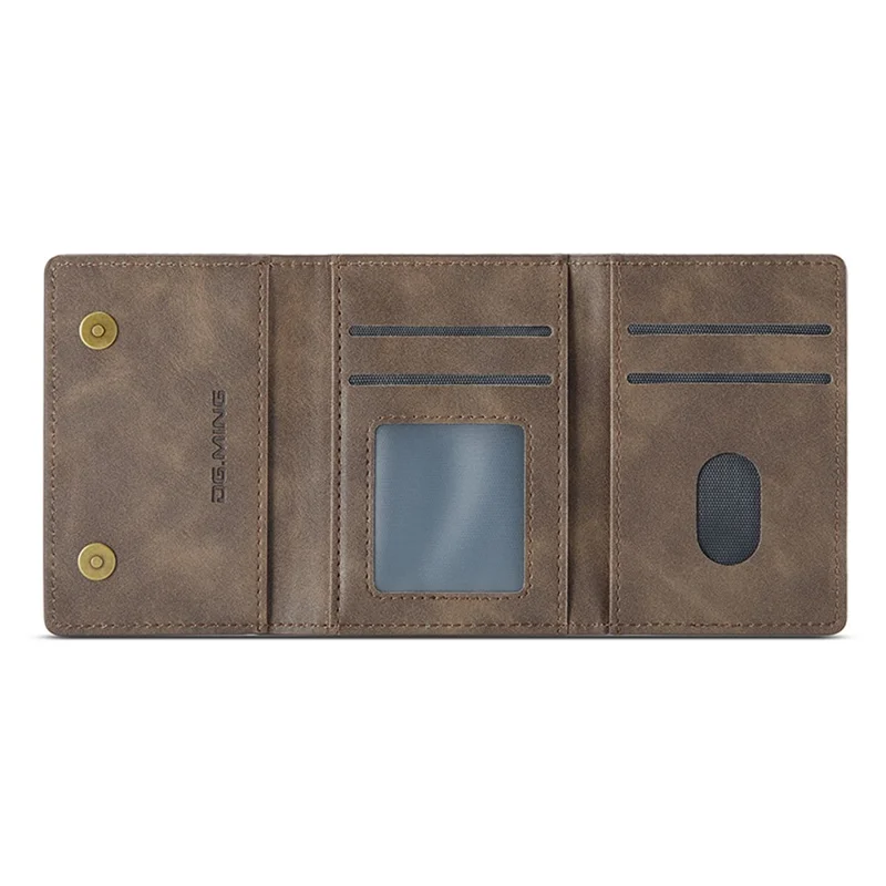 DG.MING M5 Series RFID Blocking Wallet with Zippered Pouch Multi-Layer Card Holder Coin Purse Bag - Coffee