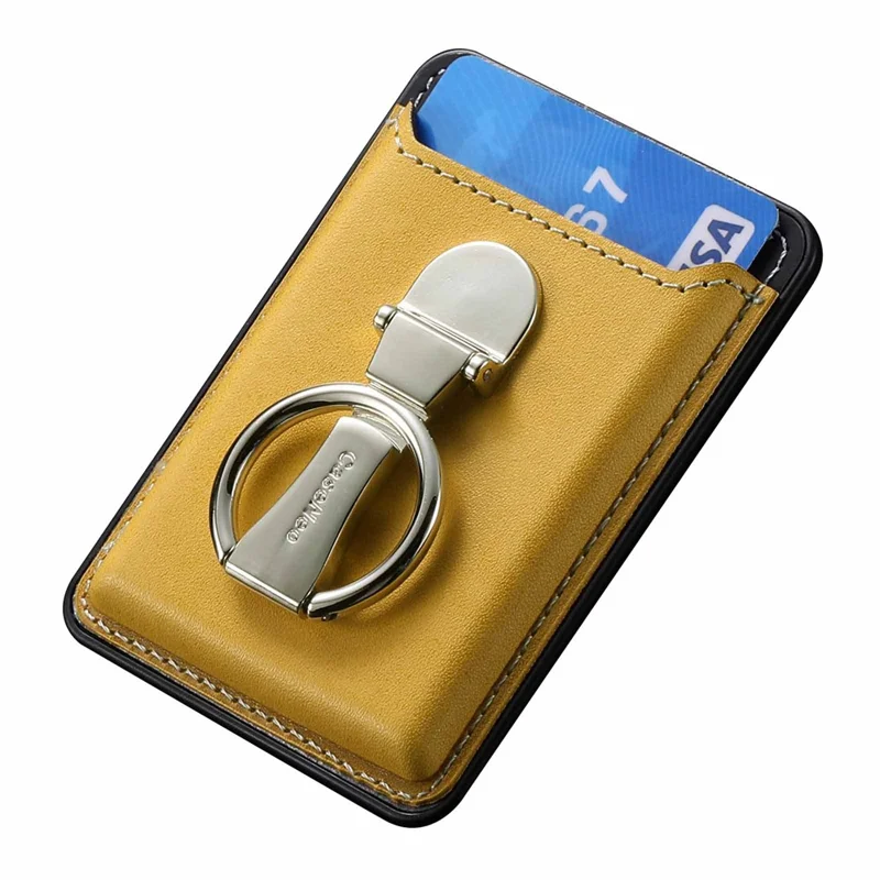 Card Holder PU Leather Kickstand Card Bag - Yellow