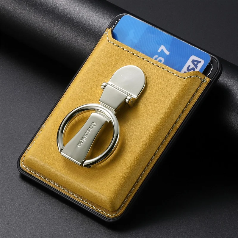 Card Holder PU Leather Kickstand Card Bag - Yellow
