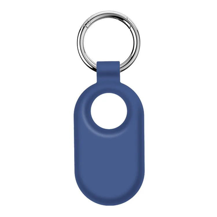 For Samsung Galaxy SmartTag 2 Holder Case Scratch Resistant Silicone Protective Cover with Carabiner - Dark Blue