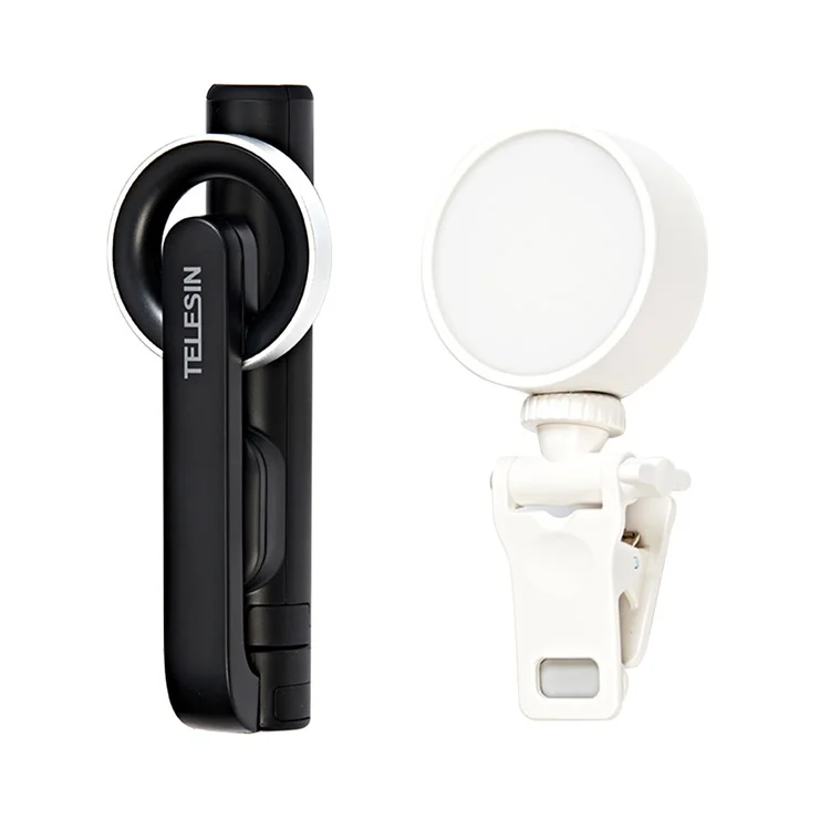 TELESIN Magnetic Phone Selfie Stick Tripod + K-36 Fill Light Mobile Phone Vlogging Audio Set