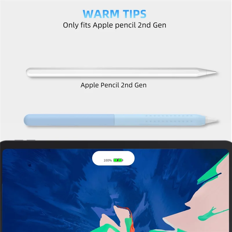 STOYOBE Para Apple Pencil Pro / Pencil (2ª Geração) Manga de Silicone Anti-queda Capa Protetora de Lápis em 2 Peças - Azul Graduado