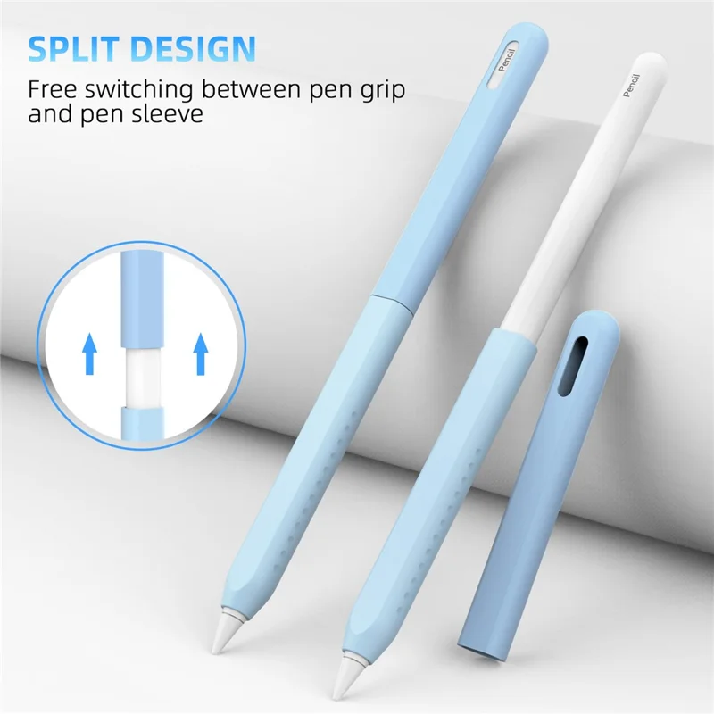 STOYOBE Para Apple Pencil Pro / Pencil (2ª Geração) Manga de Silicone Anti-queda Capa Protetora de Lápis em 2 Peças - Azul Graduado