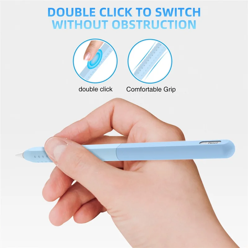 STOYOBE Para Apple Pencil Pro / Pencil (2ª Geração) Manga de Silicone Anti-queda Capa Protetora de Lápis em 2 Peças - Azul Graduado